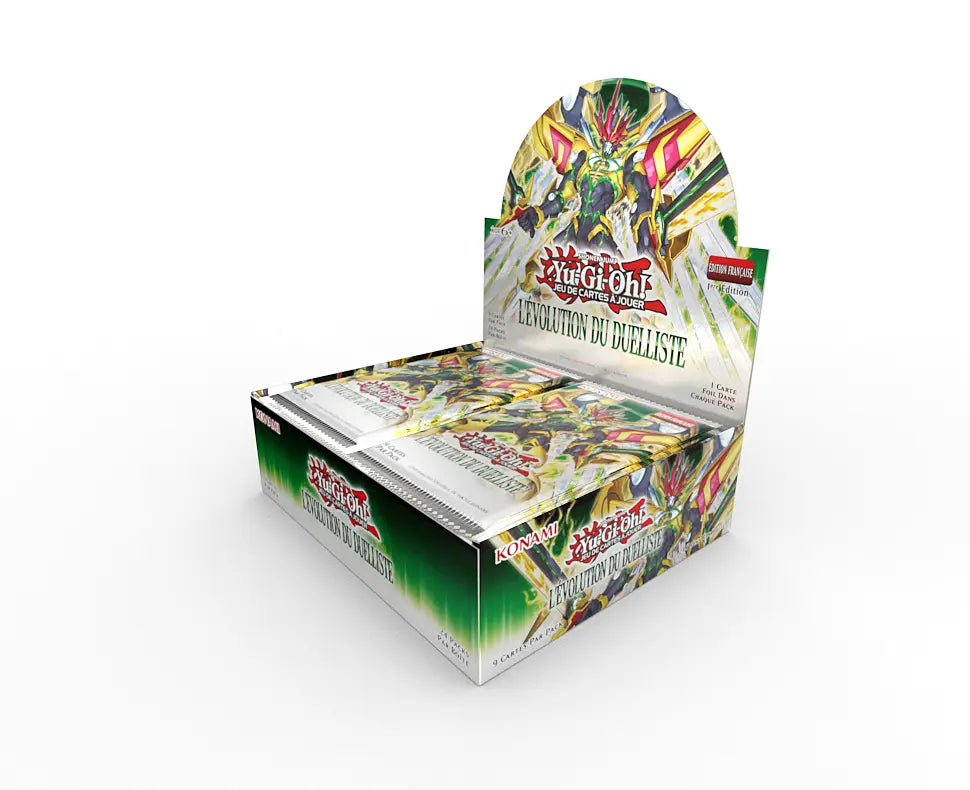 Display Yu-Gi-Oh! L’Évolution du Duelliste contenant 24 boosters de 9 cartes – édition française.