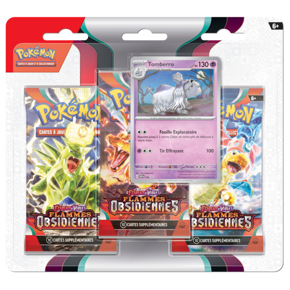 Pokémon Tripack EV03 Flammes Obsidiennes : Tomberro