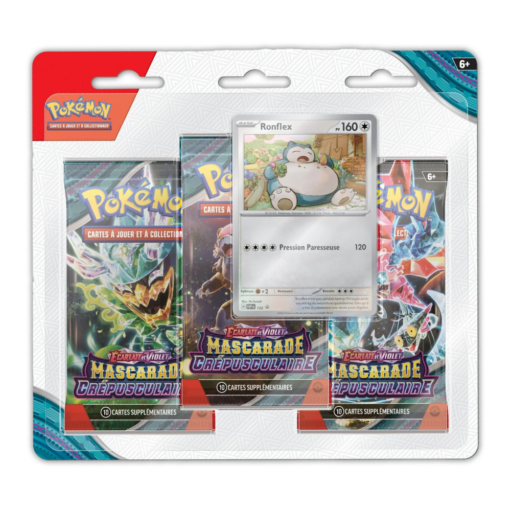 Pokémon Tripack EV06 Mascarade Crépusculaire : Ronflex