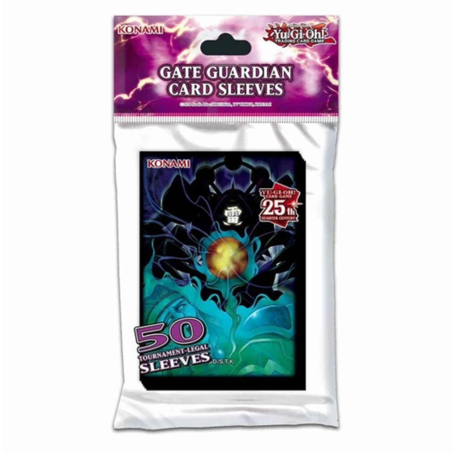 Sleeves Yu-Gi-Oh! Gate Guardian 25th Anniversary - Pack de 50 protège-cartes officiels Konami avec design exclusif Gate Guardian pour protection des cartes.