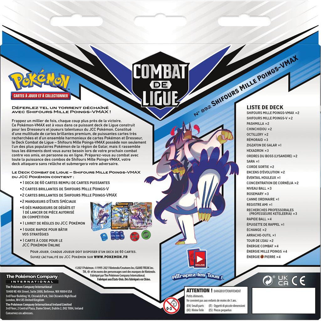 Pokémon deck combat de ligue shifours mille poings vmax back