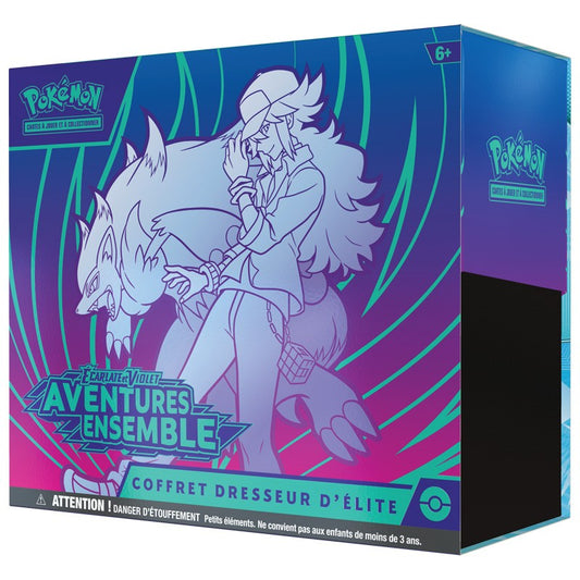 Visuel du coffret dresseur d’élite Pokémon EV09 Aventures Ensemble, illustré avec Zoroark.