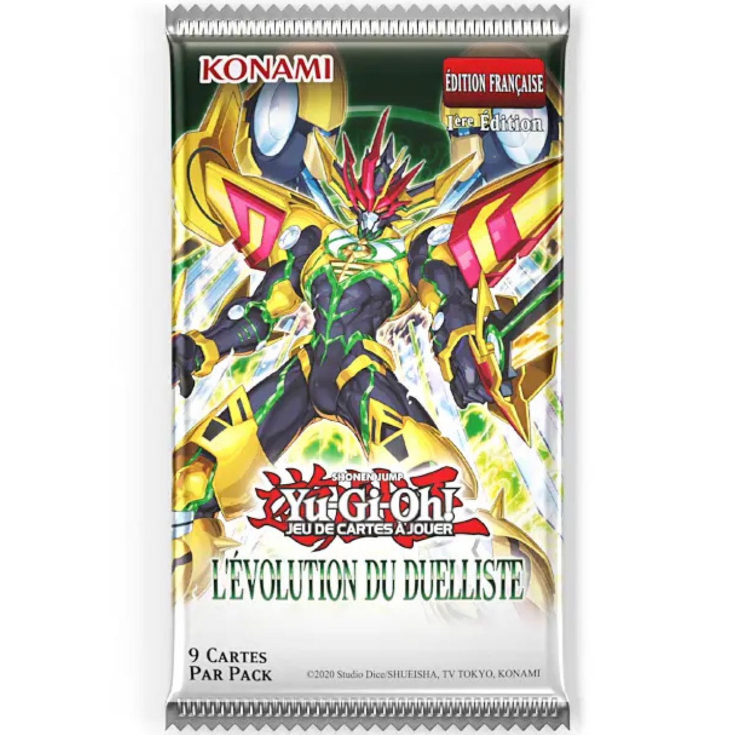 Booster Yu-Gi-Oh! L’Évolution du Duelliste – édition française, 9 cartes.