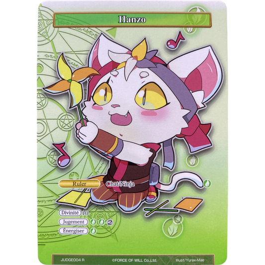 Carte promo Force of Will Hanzo, Chef des Kouga // Hanzo, française, Foil Full Art, état Near Mint.