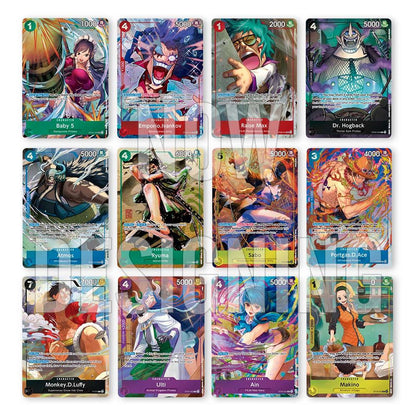 Cartes de la collection Premium Card Collection Best Selection Vol.3 de One Piece Card Game, avec des personnages emblématiques.