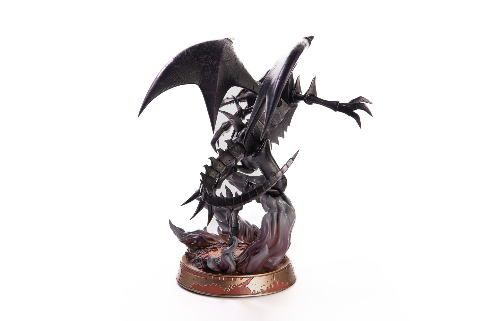 Figurine Yu-Gi-Oh! du Dragon Noir aux Yeux Rouges de First 4 Figures, mesurant 33 cm avec socle.