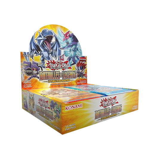 Display Yu-Gi-Oh! "Batailles de Légende : Le Tumulte des Monstres", version française, 24 boosters en boîte, visuel du logo légendaire et d’un monstre emblématique.