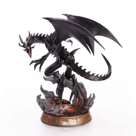 Figurine Yu-Gi-Oh! du Dragon Noir aux Yeux Rouges de First 4 Figures, mesurant 33 cm avec socle.